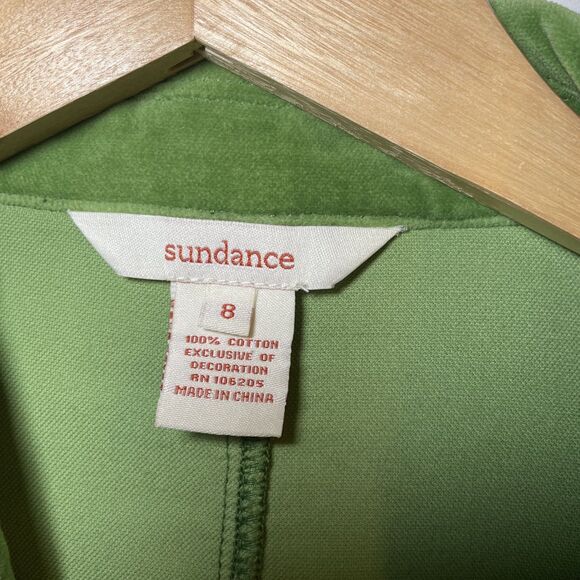 Sundance Blazer Women's 8 Jacket Green Velvet Velveteen Short 3 Front Button - Picture 7 of 8